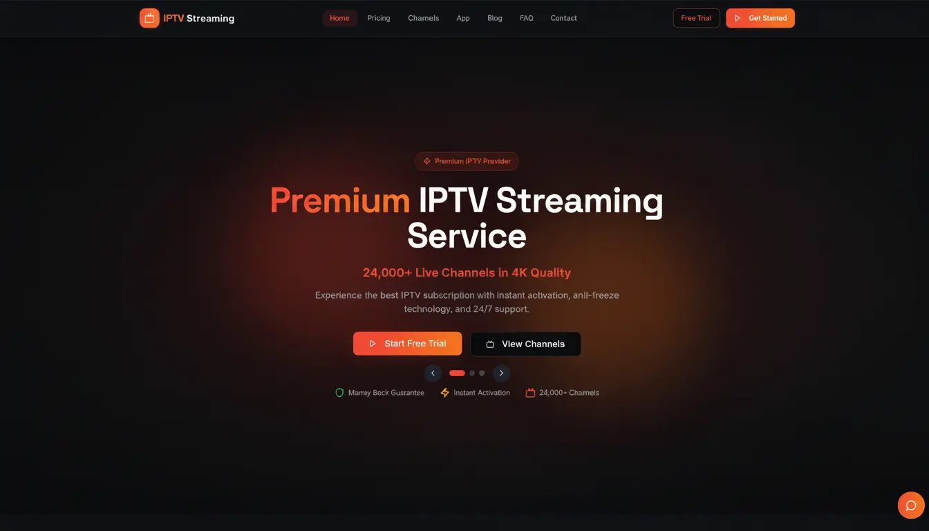 IPTV Streaming homepage interface