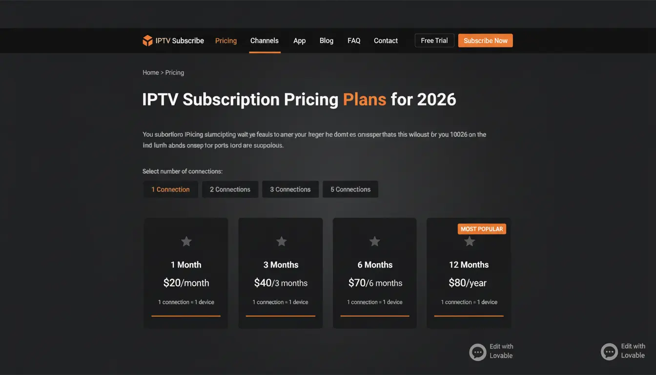 IPTV Subscribe affordable pricing plans